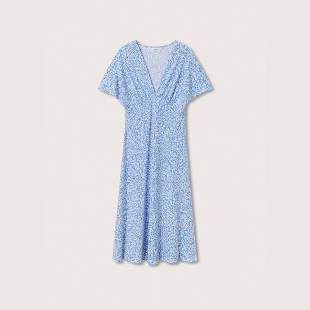 Mango light blue floral dress. Size: S.